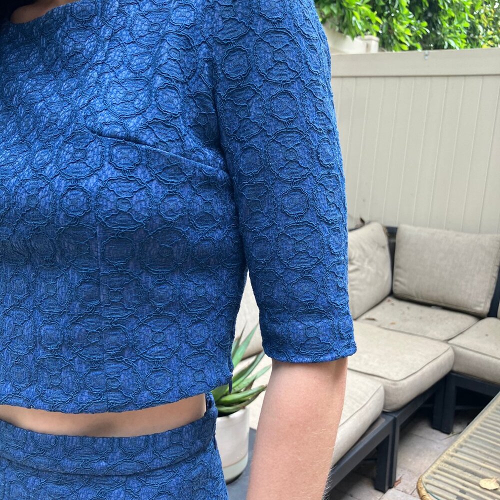 Blue crop top and skirt set